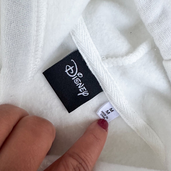 Disney White Mickey Mouse Fleeced Cropped Jacket Hoodie Sweatshirt Women Size M - Picture 10 of 12